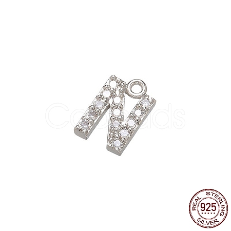 Real Platinum Plated Rhodium Plated 925 Sterling Silver Micro Pave Clear Cubic Zirconia Charms STER-P054-10P-N-1