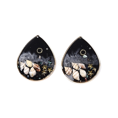 Brass & Epoxy Resin Pendants KK-Q082-03KCG-04-1