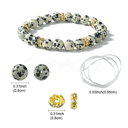 DIY Natural Dalmatian Jasper Round Beaded Stretch Bracelet Making Kit DIY-YW0008-47-1