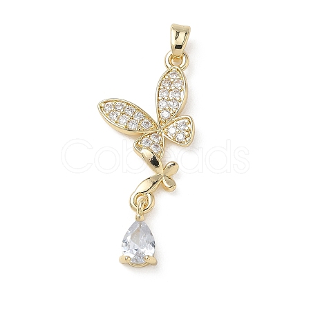 Brass Micro Pave Clear Cubic Zirconia Pendants KK-A299-10G-1