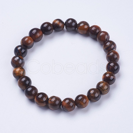 Natural Tiger Eye Beaded Stretch Bracelets BJEW-I253-8mm-27-1