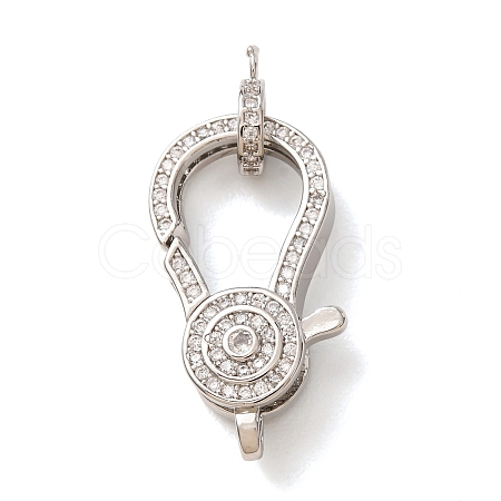 Brass Micro Pave Clear Cubic Zirconia Lobster Claw Clasps CU-CBA2907-15P-1