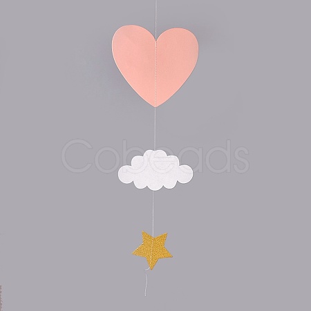Kindergarten Window Hanging 3D Paper Heart Cloud Ornaments LS-HJEW-WH0002-02-1