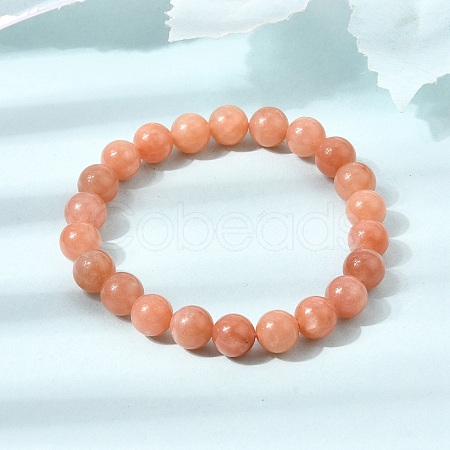 8.5MM Grade A Natural Dyed & Heated Chalcedony Round Beaded Stretch Bracelets for Women GG-CBA3F02-14A-01-1