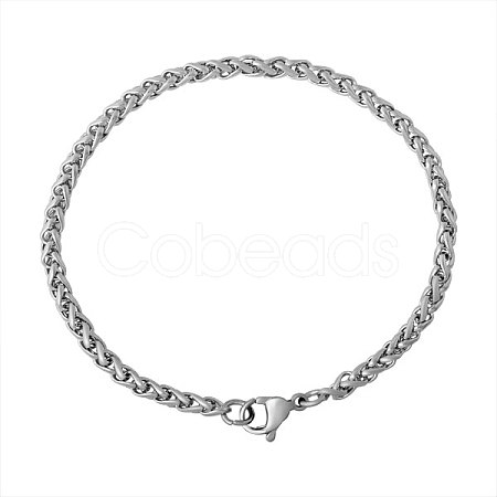 Tarnish Resistant 304 Stainless Steel Wheat Chain Bracelets BJEW-M187-07-B-1
