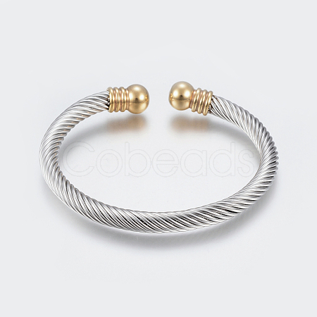 304 Stainless Steel Torque Bangles BJEW-G584-05A-1