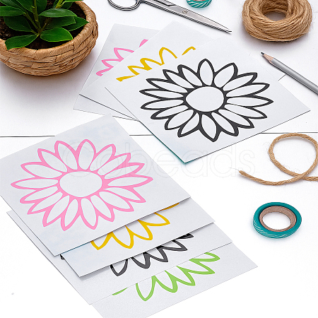 8 Sheets 4 Colors Sunflower Adhesive Paper Stickers STIC-LP0001-11C-1