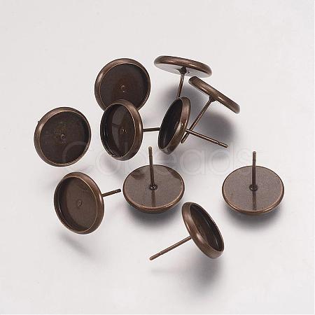 Brass Stud Earring Settings KK-H021-1AB-1