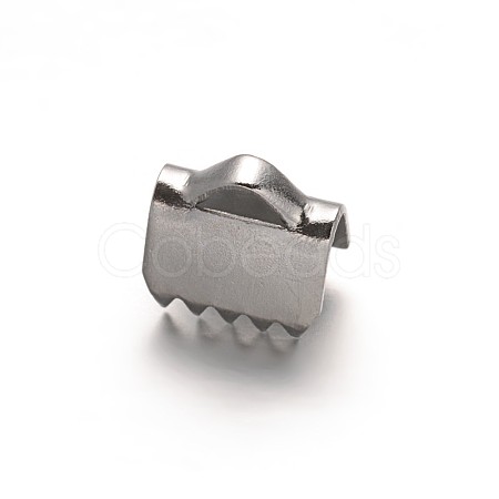 Tarnish Resistant 304 Stainless Steel Ribbon Crimp Ends STAS-E103-08A-1