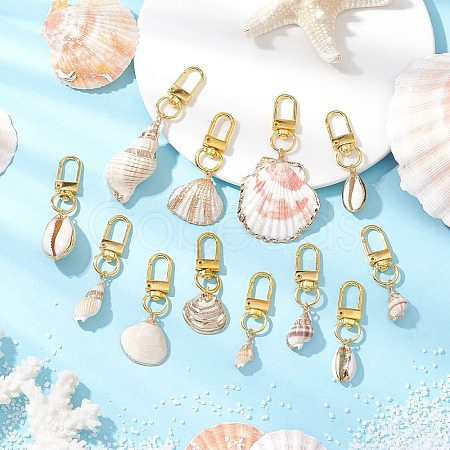 Electroplate Shell Pendant Decorations HJEW-JM03070-1