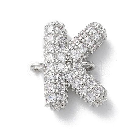 Brass Micro Pave Cubic Zirconia Letter Links KK-I717-04K-P-1