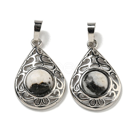Natural Zebra Jasper Pendants G-Q158-05P-02-1