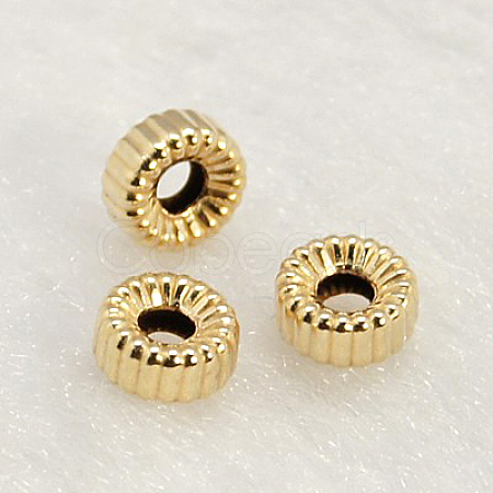 Yellow Gold Filled Corrugated Beads KK-G157-4x2mm-3-1