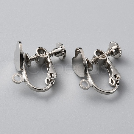 Heart Brass Clip-on Earring Findings KK-TAC0005-03P-1