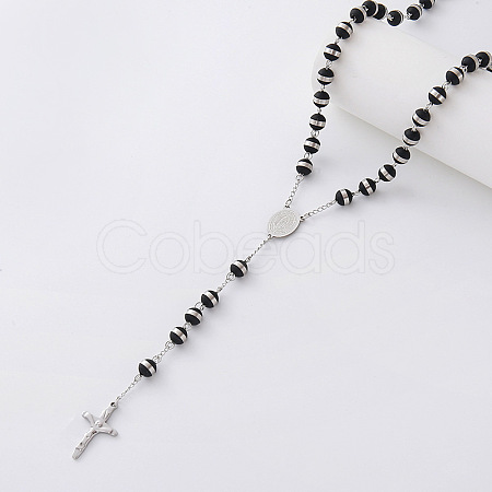 Vintage 304 Stainless Steel Rosary Bead Necklaces SM6488-4-1