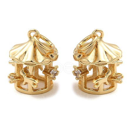 Rack Plating Brass Micro Pave Clear Cubic Zirconia Pendants X-KK-K349-16G-1