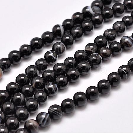 Natural Black Agate Bead Strands G-G962-6mm-12-1