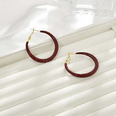 Brass Ring Hoop Earrings EJEW-A121-12B-G-1