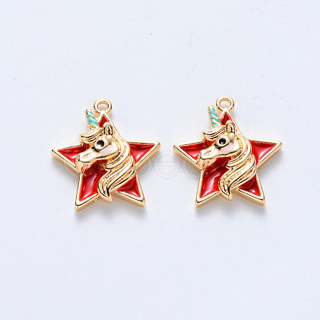 Brass Enamel Pendants KK-T049-024G-05-NF-1