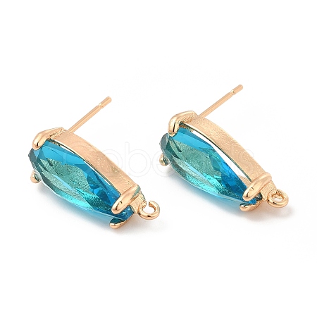K9 Glass Stud Earring Teardrop Findings KK-E071-25KCG-04-1