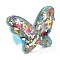 Acrylic Finger Rings, with Paillette, Butterfly, Light Sky Blue, 6.5~29.5mm, Inner Diameter: 18mm, butterfly: 29.5x38.5x6mm.