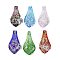 Lampwork Big Pendants, with Foil, Leaf, Mixed Color, 57~60x29x10.5mm, Hole: 6.5x4.5mm