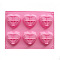 Food Grade Silicone Heart-shaped Molds Trays, with 6 Cavities, Reusable Bakeware Maker, for Fondant Baking Chocolate Candy Making, Pink, 220x169x19mm