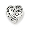 925 Sterling Silver European Beads, Heart, Capricorn, 9.5x9.5~10x7mm, Hole: 4.5mm