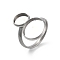 Non-Tarnish 304 Stainless Steel Open Cuff Ring Findings, Pad Ring Setting, Flat Round, Stainless Steel Color, Inner Diameter: 17mm, Tray: 12mm & 8mm