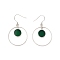 Natural Dyed & Heated Green Onyx Agate Flat Round Dangle Earrings, Real Platinum Plated Rhodium Plated 925 Sterling Silver Earrings, 46x27.5mm