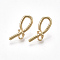 Alloy Stud Earring Findings, with Loop, Raw(Unplated) Pins, Knot, Light Gold, 22x8.5mm, Hole: 1.8mm, Pin: 0.7mm