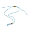 Adjustable Braided Waxed Cord Macrame Pouch Necklace Making, Interchangeable Stone, with Wood Beads , Light Sky Blue, 30.31~36.22 inch(770~920mm)