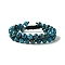 Natural Apatite Braided Bead Bracelet, Double Layer Gemstone Adjustable Bracelet for Women, Inner Diameter: 2-1/8~3 inch(5.3~7.5cm) 