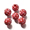 Valentine's Day Element Printed Wood Beads, Round, FireBrick, 16mm, Hole: 4mm