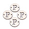 Unfinished Natural Poplar Wood Links Connectors, Laser Cut, Flat Round with Word, Letter.P, 29.5x2.5mm, Hole: 2.5mm