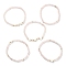 5Pcs 5 Style Natural Rose Quartz & Pearl & Shell Star Beaded Stretch Bracelets Set, Inner Diameter: 1-3/4~1-3/4 inch(4.3~4.5cm), 1Pcs/style