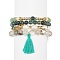 4Pcs 4 Style Natural & Synthetic Mixed Gemstone & Pearl Stretch Bracelets Set, Tassel & Star & Wing Charms Stackable Bracelets for Women, Mixed Color, Inner Diameter: 2-1/8 inch(5.3cm), 1Pc/style