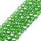 Electroplate Glass Beads Strands, Pearl Luster Plated, Faceted, Rondelle, Lime Green, 3.5~3.8x3mm, Hole: 0.4mm, about 113~115pcs/strand, 32.5~33cm