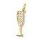 Brass Micro Pave Cubic Pendants, Real 18K Gold Plated, Martini Charms, Wine Glass Charms, Cadmium Free & Lead Free, Golden, 19x6x1.5mm, Hole: 3mm