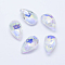 Faceted Glass Pendants, teardrop, White, 15x9.5x5.5mm, Hole: 1mm