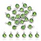 20Pcs 201 Stainless Steel Rhinestone Charms, Birthstone Necklace Charms, Flat Round, Stainless Steel Color, Peridot, 8.5x6x3mm, Hole: 1.5mm