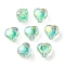 UV Plating Rainbow Iridescent Acrylic Beads, Two Tone Bead in Bead, Heart, Spring Green, 11x11.5x8mm, Hole: 3mm