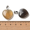 Heart Natural Grey Agate Pendants G-Q438-11-3