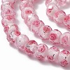Handmade Silver Foil Glass Lampwork Beads Strands LAMP-R141-8mm-14-4