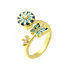 Helm & Butterfly Enamel Rotatable Cuff Rings for Women RJEW-R005-09G-5