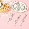 6Pcs Heart Key Alloy Pendant Decorations HJEW-YW00392-4