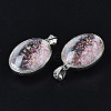 Transparent Glass Oval Pendants GLAA-S199-005-3