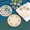 Wooden Bohemian Meditation Energy Symbol Cup Mats DJEW-WH0034-65B-4