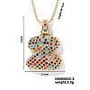 Brass Pave Colorful Cubic Zirconia Letter Pendant Box Chain Necklaces NU0575-26-1