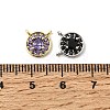 Brass Micro Pave Cubic Zirconia Flat Round Charms KK-F929-03-3